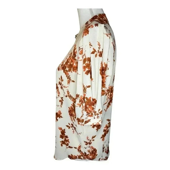 Tommy Hilfiger Women’s Medium Floral Georgette High Neck Puff Sleeve Blouse - Picture 2 of 7